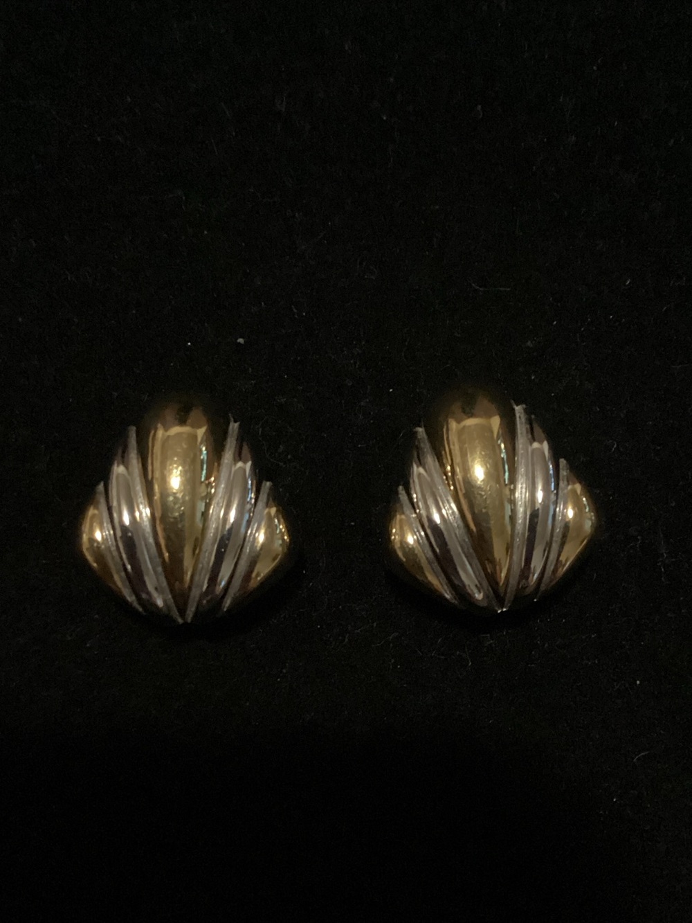 St. John Two-Tone Gold and Silver Shell Clip-On Earrings